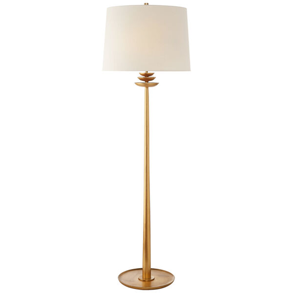 Beaumont Floor Lamp in Gild with Linen Shade by AERIN, image 1