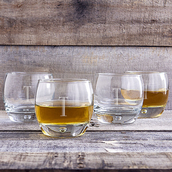 Personalized 10 oz. Heavy Based Whiskey Glasses, Letter T,  Set of 4, image 1