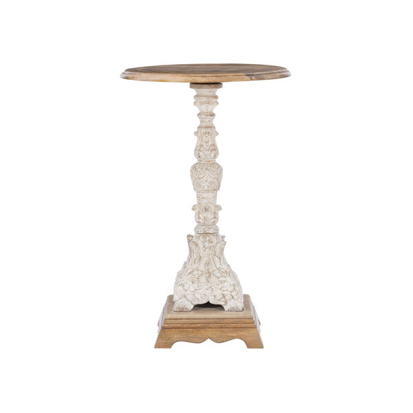 Yaritza Antique White Natural Side Table, image 2