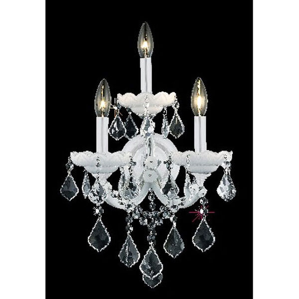 Maria Theresa White Three-Light Sconce with Clear Royal Cut Crystals, image 1