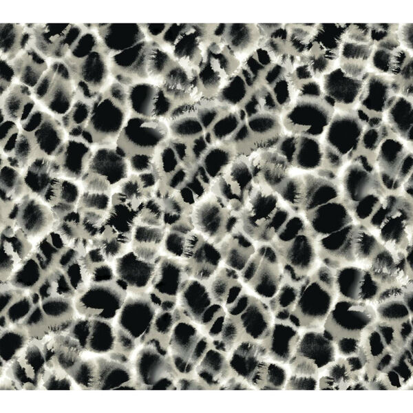 Ronald Redding Black Off White Leopard Rosettes Non Pasted Wallpaper, image 2