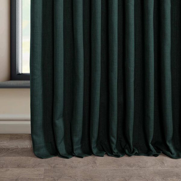 Focal Green Faux Linen Extra Wide Room Darkening Single Panel Curtain, image 6