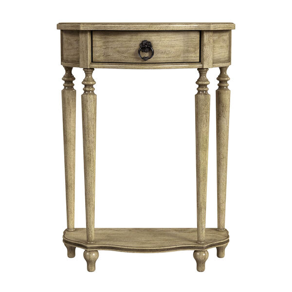 Ashby Antique Beige Demilune Console Table with Storage, image 2