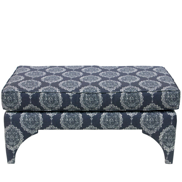 Damask Blue 41-Inch Welted Pillowtop Bench, image 2