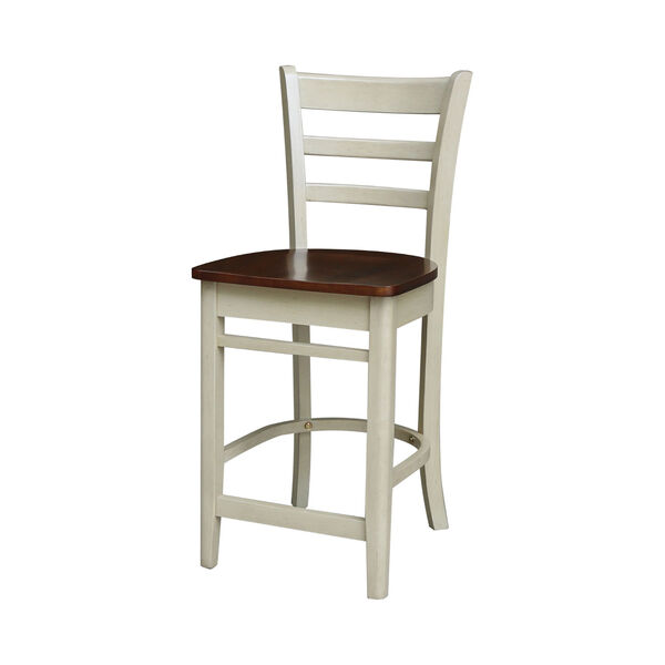 Emily Antiqued Almond and Espresso Counter Stool, image 1