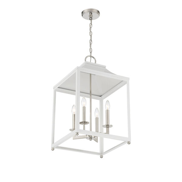 Belmont White with Polished Nickel Four-Light Pendant, image 4