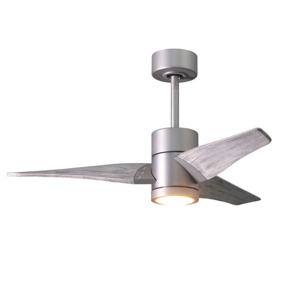 Super Janet Brushed Nickel 42-Inch LED Ceiling Fan with Barnwood Tone Blades, image 1