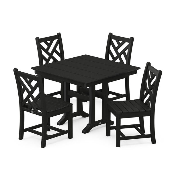 Chippendale Black Trestle Side Chair Dining Set, 5-Piece, image 1