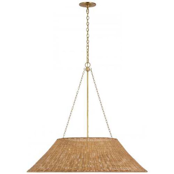 Corinne Soft Brass Three-Light Woven Pendant with Natural Wicker Shade by Marie Flanigan, image 1