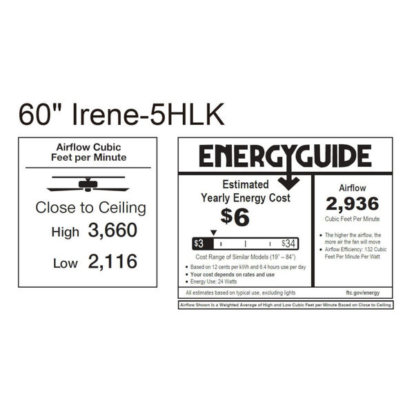 Irene-5HLK Brushed Nickel and Matte Black 60-Inch Ceiling Fan with LED Light Kit, image 2