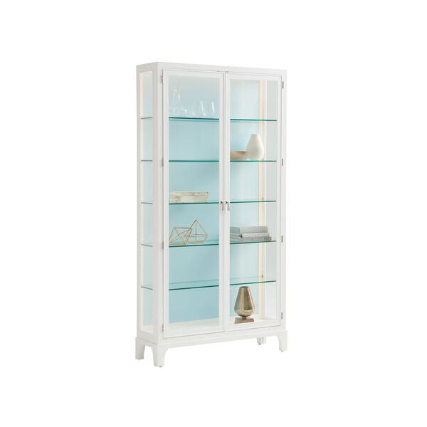 Avondale Linen White Lakeshore 92-Inch Curio with Sky Blue Back Panel, image 1