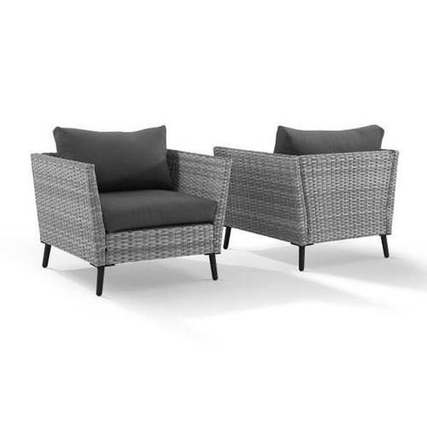 Richland Charcoal Gray Outdoor Wicker Armchair Set , Set of Two, image 5