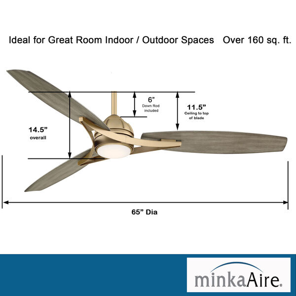 Molino Soft Brass 65-Inch Smart LED Outdoor Ceiling Fan, image 4