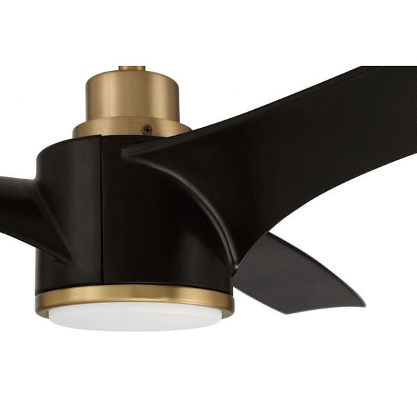 Phoebe Flat Black and Satin Brass 60-Inch DC Motor LED Ceiling Fan, image 4