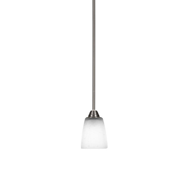 Paramount Brushed Nickel One-Light 10-Inch Mini Pendant with White Muslin Glass, image 1
