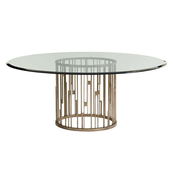 Shadow Play Brown Rendezvous Round Metal Dining Table With 72 In. Glass Top, image 1