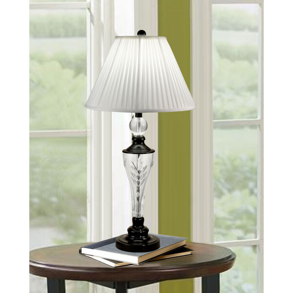 Gaya Ebony Black and White One-Light Hand Cut Crystal Table Lamp, image 2