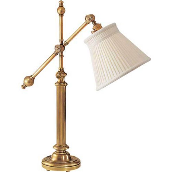 Pimlico Table Lamp in Antique-Burnished Brass with Linen Collar Shade by Chapman and Myers, image 1