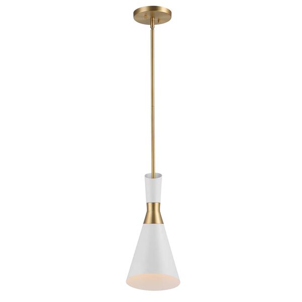 Eames Antique Brass and White One-Light Mini Pendant, image 5