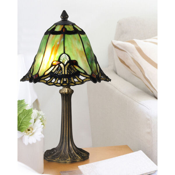 Antique Brass Haiawa One-Light Tiffany Accent Table Lamp, image 2