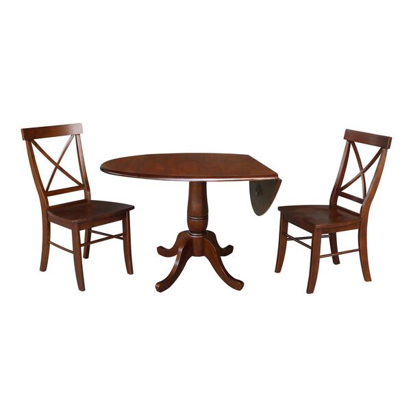 Espresso Round Top Pedestal Table with Chairs, image 1