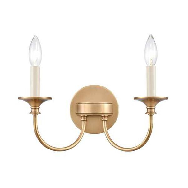 Cecil Natural Brass Two-Light Bath Vanity, image 1