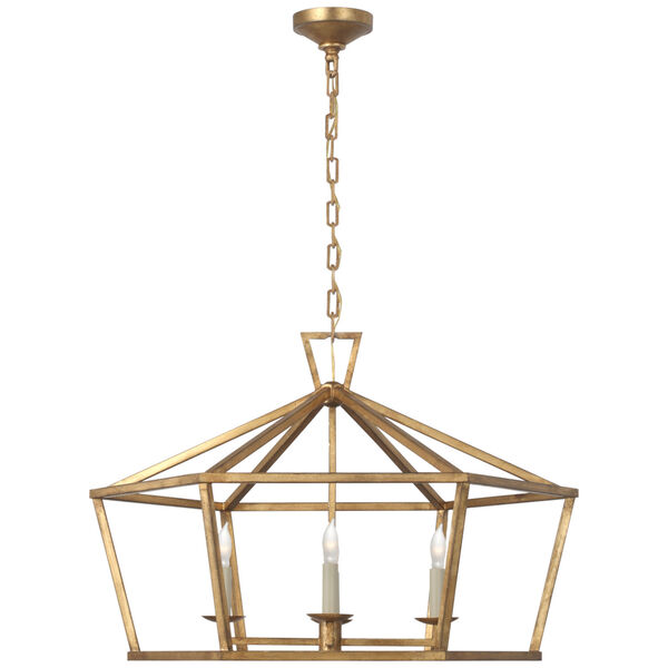 Darlana Wide Hexagonal Lantern in Gilded Iron by Chapman  and  Myers, image 1