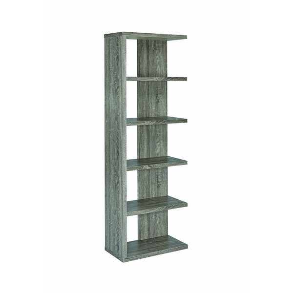 Weathered Grey 5-Tier Semi-Backless Bookcase, image 2