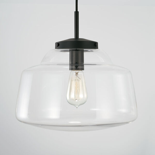 Dillon Matte Black One-Light Cord-Hung Pendant with Clear Glass, image 4