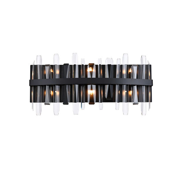 Serena Black and Clear 24-Inch Crystal Bath Sconce, image 1