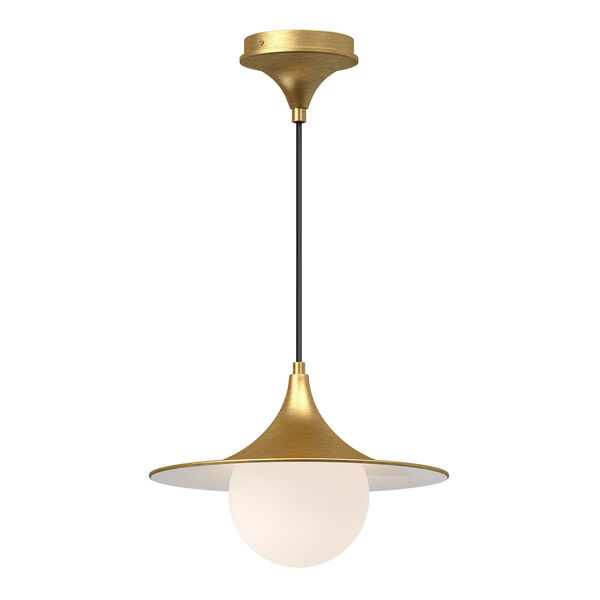 Fuji Brushed Gold 13-Inch One-Light Pendant with Opal Glass, image 1