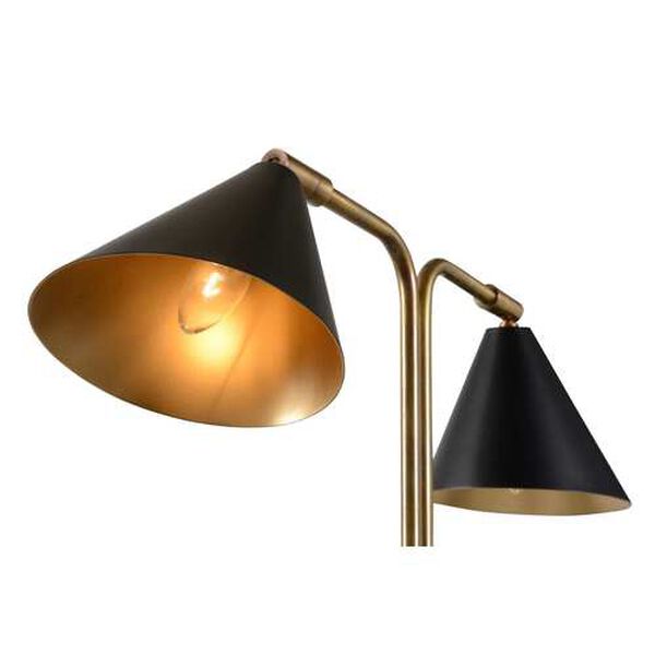 Rizzo Antique Brass and Black Two-Light Table Lamp, image 2