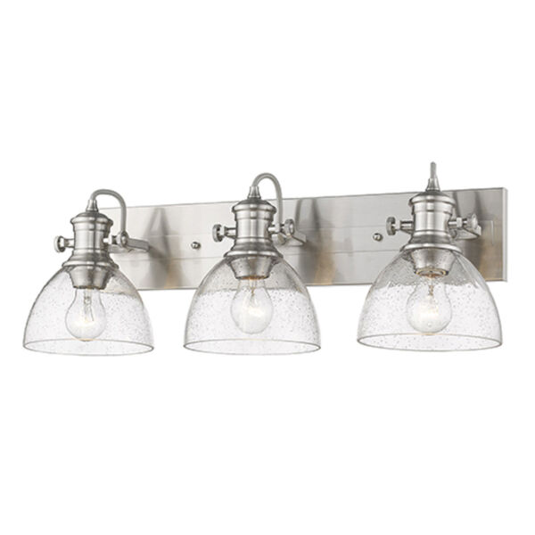Austin Pewter Three-Light Semi-Flush Mount with Seeded Glass, image 4