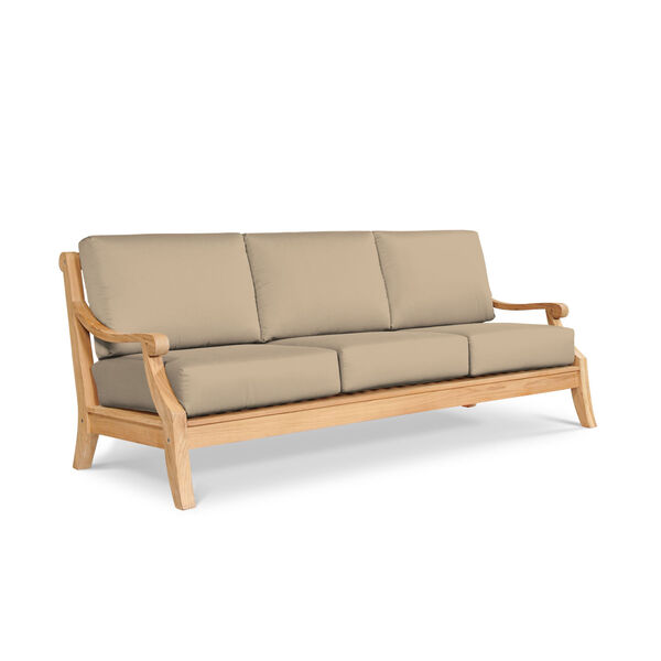 Sonoma Natural Teak Deep Seating Outdoor Sofa with Sunbrella Fawn Cushion, image 1