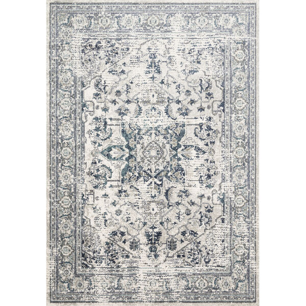 Joaquin Light Green and Blue 6 Ft. 7 In. x 9 Ft. 2 In. Power Loomed Rug, image 1