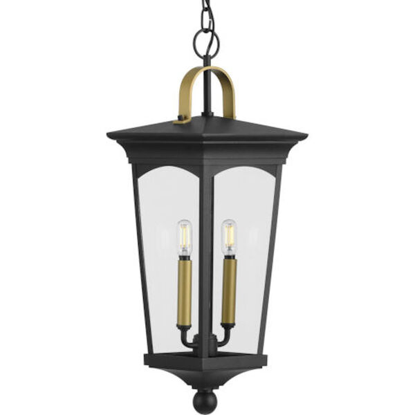 Evelyn Textured Black Two-Light Outdoor Pendant, image 1