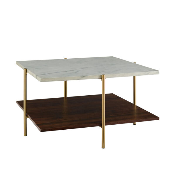 Marble and Gold Square Coffee Table, image 2