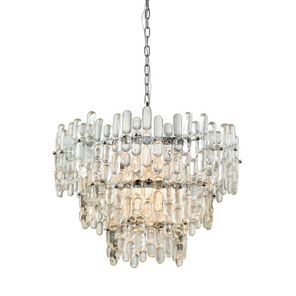 Icy Reception Chrome with Clear Glass Nine-Light Chandelier, image 1