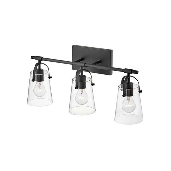 Foster Black Three-Light Bath Vanity With Clear Glass, image 6