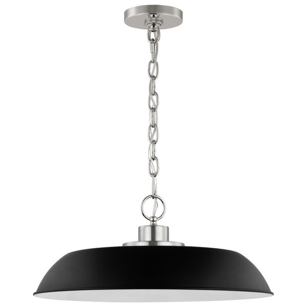 Colony Matte Black and Polished Nickel One-Light Pendant, image 1