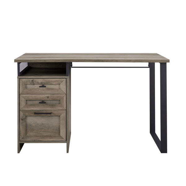 Anton Gray and Black Writing Desk with Three Drawer, image 4