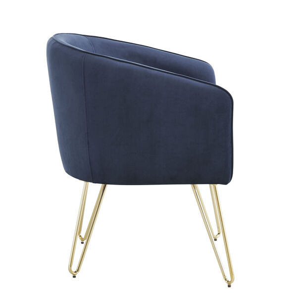 Aster Blue Velvet Arm Chair with Gold Leg, image 3