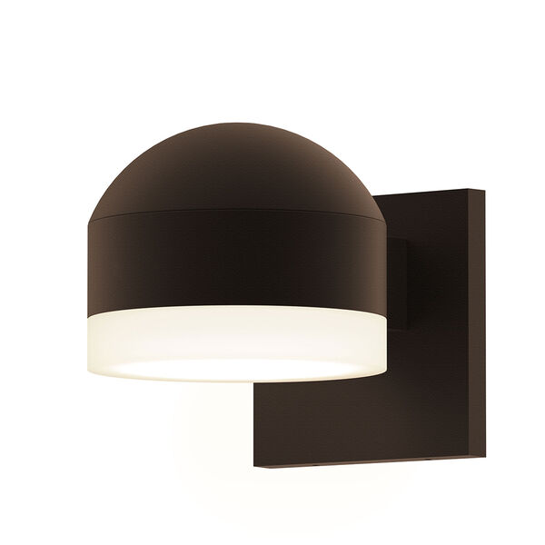 Inside-Out REALS Textured Bronze Downlight LED Wall Sconce with Cylinder Lens and Dome Cap with Frosted White Lens, image 1