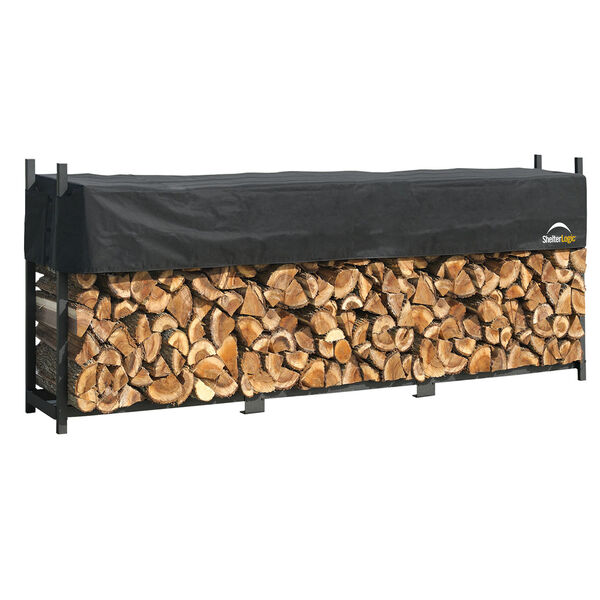 Black 12 Ft. Ultra Duty Firewood Rack with Cover, image 1