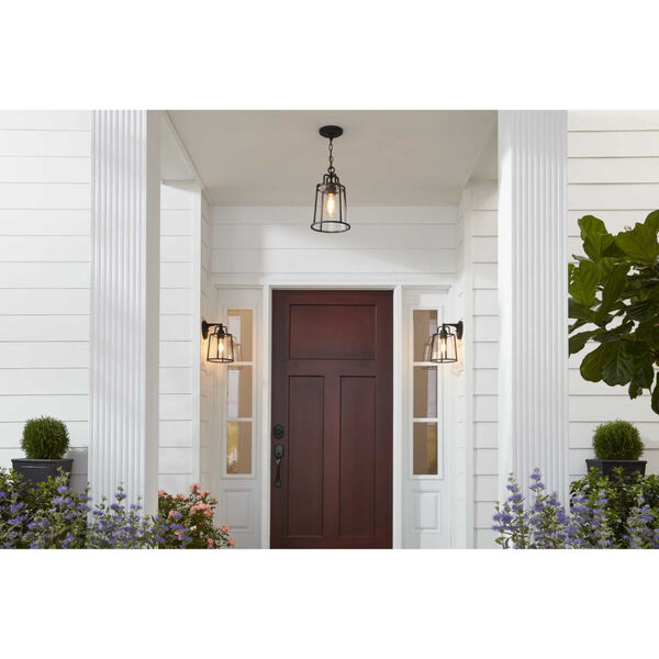 Benton Harbor Textured Black Nine-Inch One-Light Outdoor Wall Sconce with Clear Shade, image 3