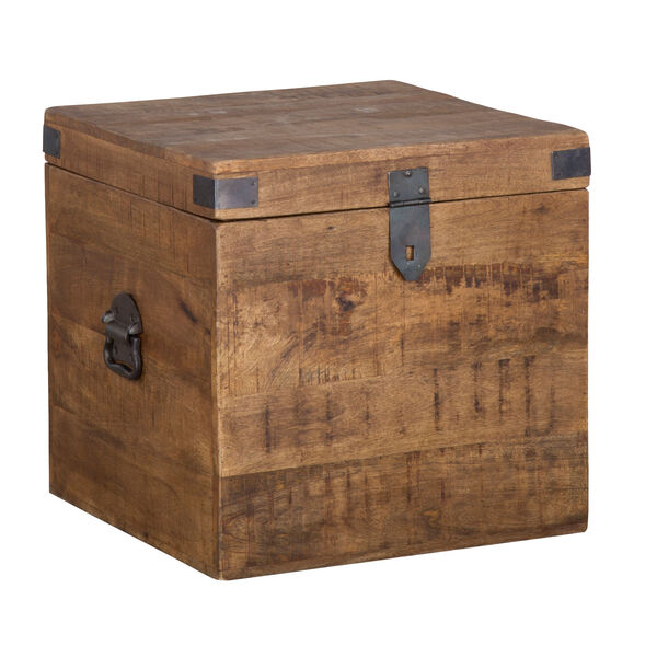Lola Brown 18 In. Mango Wood Square Trunk - (Open Box), image 1