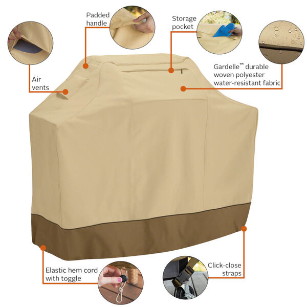 Ash Beige and Brown 8-Inch BBQ Grill Cover, image 2