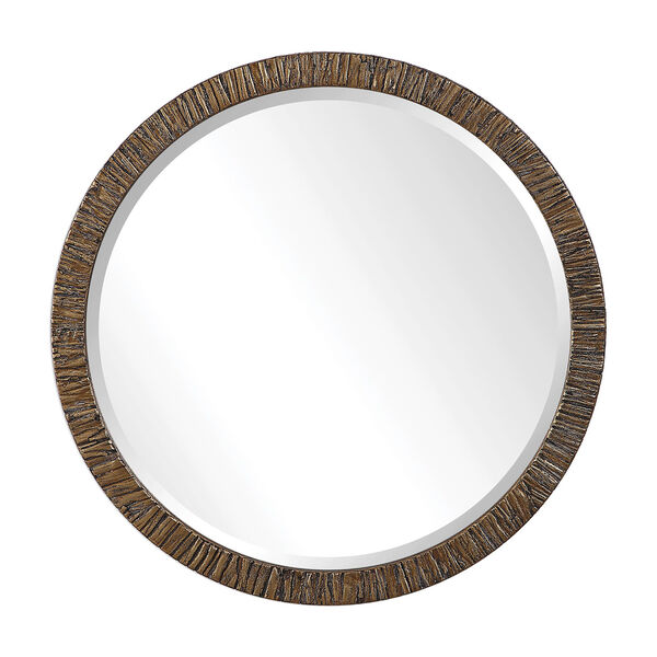 Wayde Gold Bark Round Mirror, image 1