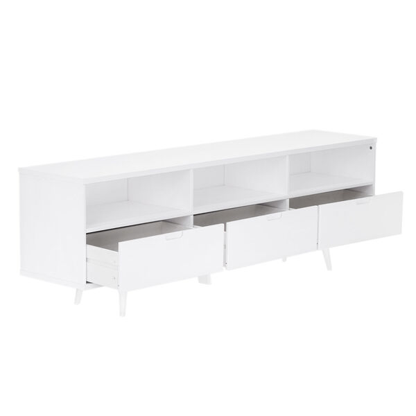 Ivy White Solid Wood TV Stand with Three Drawers, image 3