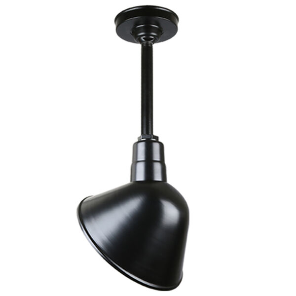 Warehouse Black 12-Inch Aluminum Angled Pendant with 12-Inch Downrod, image 1